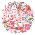 Detailed holographic heart and rose stickers with sparkling glitter for DIY wedding gifts - Q25-Love Stickers 50B-Holographic