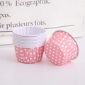 Disposable pink polka dot paper baking cups for cupcakes and muffins, heat resistant - Pink White Polka Dot