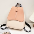 Mochila minimalista de cuero PU beige y rosa con detalle de cremallera decorativa - Rosa
