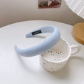 Thick light blue sponge headband with soft fabric finish and handmade label - Thickened Sponge Fabric Style / Light Blue