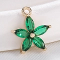Vintage golden flower pendant with five green zircon petals and micro-inlaid copper - S116-21 Gold Green Zircon 5-Petal Flower
