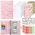 Pink marble A6 binder set with 12 zipper pockets and budget sheets for cash planning - A6 Set / Pink Marble Pattern