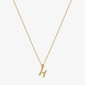Macro-opname van gouden S925 zilveren letter H-hanger met vintage textuur en diamanten - 925 zilver / Goud - Letter H