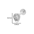 Stainless steel threaded stud featuring a silver teardrop charm with clear cubic zirconia - 8# Teardrop Style - Silver