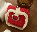 Red quilted felt storage case for data cables and earphones with silver metal ring - Red