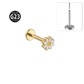Piercing labret en titane G23 doré avec motif de marguerite blanche et jaune - Marguerite - Or / 1.2x8mm
