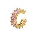 Ear cuff dorado en forma de C con elegantes circonitas rosas de corte baguette - Dorado Circonita Rosa
