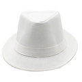 Close-up of white breathable woven fabric texture on a minimalist fedora jazz hat - M (56-58cm) / White