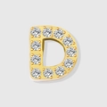 Sparkling gold letter D pendant charm with clear rhinestones for DIY jewelry making - Letter D-Gold