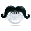 Funny baby pacifier with black mustache design and transparent silicone base - Silicone Eight Mustache