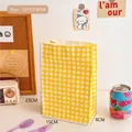 Chic yellow gingham kraft paper gift bag measuring 23x15x8cm for cute storage - 5# Yellow Plaid Paper Bag / 23*15*8CM