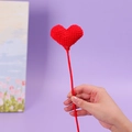 Handmade red crochet heart flower pick for romantic bouquets and gift decorations - Heart Red
