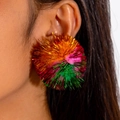 Bunte Glitzer Bommel Ohrringe mit festlichem Metallflitter Kugeldesign für Damen - Mischfarbener Glitzerball