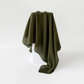 Dark green pleated imitation silk square scarf with elegant texture and soft drape - Army Green
