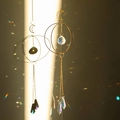 Golden moon suncatcher with faceted crystal ball creating rainbow reflections - Style 1 Moon / 42cm