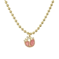 Collier à billes dorées avec pendentif arbre de vie rose et cristaux scintillants - Style Arbre de Vie(CN00928YS)