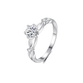 Elegant S925 sterling silver moissanite ring with twisted band and 4-prong setting - Fdjz-420-0.5ct Moissanite (d Color)