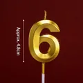 Golden number 6 birthday cake candle with metallic finish and 4.8cm height detail - Gold Diamond-faced Number Candle 6
