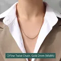 Elegant 18K gold-plated 2mm rope chain necklace for women shown on a model - 2mm Thin Gold Rope Chain 40cm