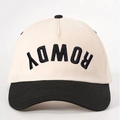 Gorra de béisbol retro bicolor crema y negro con bordado ROWDY invertido - Talla única / Crema/Negro
