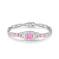Exquisite S925 sterling silver bracelet featuring a radiant pink ice flower cut gemstone - 925 Silver / Pink High Carbon Diamond