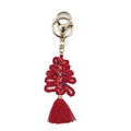 Handmade red cotton rope woven Christmas tree keychain with tassel detail - 15*4CM / Burgundy