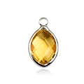 Marquise cut yellow crystal glass pendant with silver setting for DIY jewelry - Silver - November