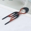 U-shaped tortoise shell acetate hair fork for elegant hair styling in brown gradient - 9cm Fishtail Double Prong (Coffee Gradient) / 9cm U-Shaped Hair Fork / Coffee