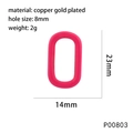 Pink oval cutout pendant in gold-plated copper with size dimensions and specifications - Pink