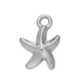 Polished silver starfish pendant made of stainless steel with a hanging loop - 517# Starfish Pendant Only / 10*14.5mm (2 Pieces/Pack) / Steel
