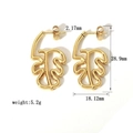 Exaggerated 18K gold monstera leaf earrings in stainless steel geometric design - KD009-Hollow Leaf