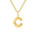 Gold stainless steel necklace featuring a letter C pendant with sunburst texture detail - Letter C / Gold