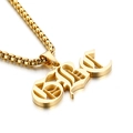 Collana in acciaio inossidabile dorato con catena a scatola e pendente con scritta 'Baby' - Stile Lettera Baby Oro (KP81590-KC)