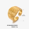 Verstelbare gouden roestvrijstalen ring met Sint-Benedictus medaille en kruis - Verstelbaar Open / Goud