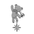Silver bear stud earring with sparkling cubic zirconia and dangling star pendant - Silver Bear Star Helix Stud/Industrial Barbell (#7)