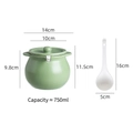 Light green ceramic lard pot with lid and spoon, 750ml capacity matte finish stoneware - 700ml Matcha Green (Double Ear)