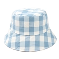 Blue and white checkerboard cotton bucket hat with textured fabric for sun protection - M (56-58cm) / Blue White Plaid