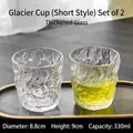 Set di due bicchieri in vetro spesso con trama a ghiaccio da 330ml diametro 8,8cm - 380ml / Set di 2 Stile Basso