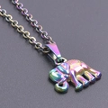 Rainbow plated stainless steel elephant pendant necklace with vibrant metallic finish - Rainbow (With Necklace)