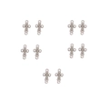 Macro view of ten silver cross charms with beaded edges for DIY jewelry making - 9# Silver Textured Metal Connector (10Pcs)
