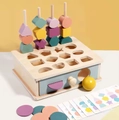 Wooden shape sorting drawer box with colorful geometric blocks and logic matching cards - Shape Matching Drawer Box