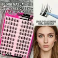 Self-adhesive 10-row individual cluster false eyelashes for natural fishtail look - 10 Rows Barbie Little Wild Rabbit