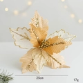 Elegante 25cm champagne goud kerstbloem met glitters voor kerstboom decoratie - Goud