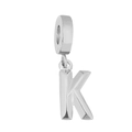 Sleek silver stainless steel alphabet K pendant with ring for DIY jewelry making - Letter K