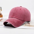 Vintage washed red baseball cap with distressed cotton texture and classic curved brim - Burgundy