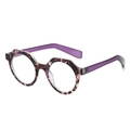 Retro geometric sunglasses featuring purple tortoiseshell and transparent frames - Purple Floral Frame
