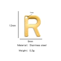 Golden stainless steel letter R pendant charm for DIY jewelry making 12x9mm size - Letter R