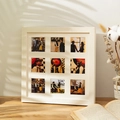 Minimalist cream white square 9-photo frame collage for home table decor - Flat Style-White / Small 25.3cm(Desktop/Wall)