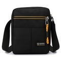Men's black Oxford crossbody bag with orange zipper pull and sporty FASHION SPORT logo - Black