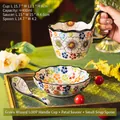 Ceramic hand-painted floral mug set with petal-shaped saucer and matching spoon - Green Forest (with Saucer & Spoon)